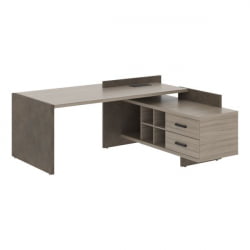 Стол руководителя левый ВООД&СТОНЕ СФ-531211 Дрифтвуд Бетон Чикаго темный / WOOD&STONE