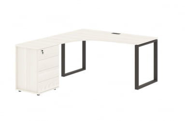 Стол эргономичный с тумбой левый ЕДИС ЕКCЕТ 1518 Л Ясень Траун Мокко / EDIS EQCET L