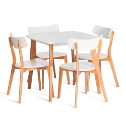 Обеденный стол Cлаире квадратный столешница МДФ, опоры дерево гевея, белый / натуральное дерево, 80 кс 80 кс 75см / Claire x x