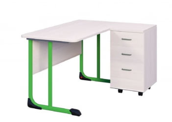 Стол учителя с тумбой 1350х650 Зеленый/Серый