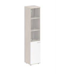 Шкаф высокий левый со стеклом Сигма SG.812.OL.WH.GL.L Дуб светлый Белый / Sigma