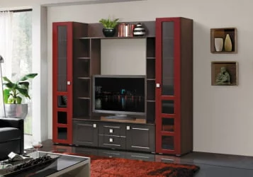 Набор мебели для гостиной Грация 7 МДФ глянец Венге/Бордо/Черный