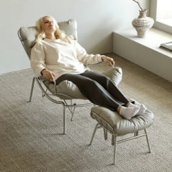 Кресло-качалка Лиам с пуфом, серое / Liam