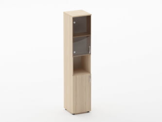 Шкаф высокий со стеклом и нишей Глассй 6.19.14Л Орех / Glassy