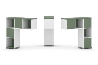 Надставка на стол низкая двухсторонняя + задняя стенка (5 шт.) CОНCЕПТ CН.ДНН-001 Кобо Белый бриллиант Белый металл / CONCEPT CN.DNN-001