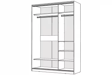 Шкаф-купе 2-х дверный Виктория 1400х584х2300, Белый 14ДЗЗЗДЗЗЗ-ПШ-Б 310-144