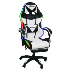 Кресло 908 КИНГКУЕЕН цвет черный/белый с массажем и подсветкой 908-блаcк-вхите-масс / KINGQUEEN 908-black-white-mass