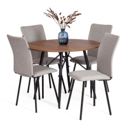 Стул обеденный Ла Роуссе ткань рогожка, 49х50х93, серый/черный, 3М 16/2 / La Rousse 3M