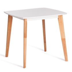 Обеденный стол Cлаире квадратный столешница МДФ, опоры дерево гевея, белый / натуральное дерево, 80 кс 80 кс 75см / Claire x x