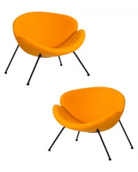 Кресло дизайнерско ДОБРИН ЕМИЛЙ (желтая ткань АФ13, черное основание) 2 шт / DOBRIN EMILY AF13,