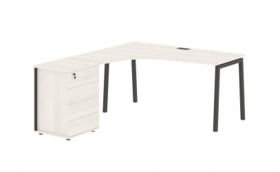 Стол эргономичный с тумбой (левый) ЕДИС ЕЛCЕТ 1518 Л Ясень Траун Мокко / EDIS ELCET L