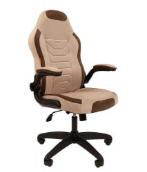 Кресло для геймеров CХАИРМАН ГАМЕ 50 блаcк Св.бежевый-коричневый / CHAIRMAN GAME black