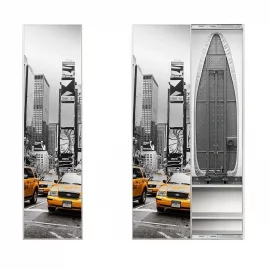 Шкаф купе 2-ух дверный Ирон Бокс Принт (левый, купе) Беленый дуб / Iron Box Print