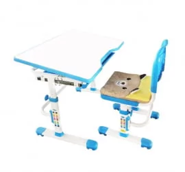 Комплект парта и стул с чехлом РИФФОРМА СЕТ-10 Белый Голубой / RIFFORMA SET-10