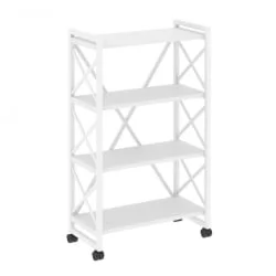 Стеллаж на колесных опорах - 4 полки ЛОФТ  ВР.Л-МСТ.К-4.8 Металл белый Белый Бриллиант / LOFT VR.L-MST.K-4.8