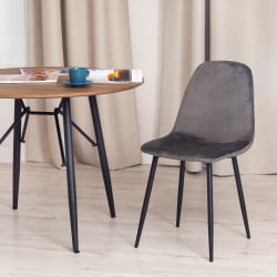 Стул БРЕЕЗЕ (мод. 4724) вельвет/металл, 44 х 53 х 87 см, Лигхт грей (светло-серый) ХЛР24 / черный / BREEZE (mod. Light grey HLR24