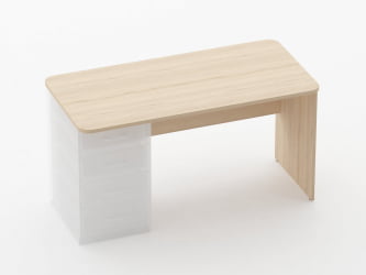 Стол прямой под встроенную тумбу Глассй 1.101.14Л Дуб молочный / Glassy