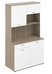 Офисная мини-кухня с ящиком Сигма СГ.1002.ОД.ВХ Дуб темный Белый / Sigma SG.1002.OD.WH