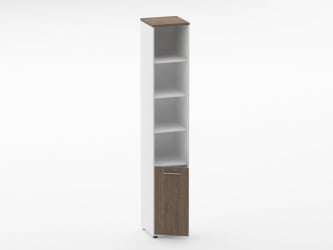 Шкаф 5 узкий верх открытый, низ глухая дверь Дека 10.23.11Л Дуб Верцаска/Белый / Deka