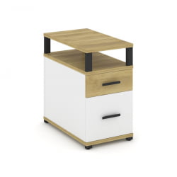 Тумба опорная/приставная с ящиком, распашным фасадом и надставкой CОНCЕПТ CН.ТГП-002 Б/В Дуб Винченцо Белый бриллиант Черный / CONCEPT CN.TGP-002 B/W