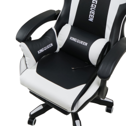Кресло 1206 КИНГКУЕЕН цвет черный/белый с массажем 1206-блаcк-вхите-масс / KINGQUEEN 1206-black-white-mass