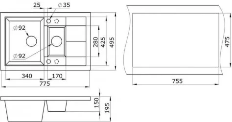 Кухонная мойка ГРАНУЛА 7802 Песок / GRANULA