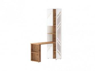 Стол-стеллаж (лев/прав) Монако 903 302 Дуб Вотан / Белый шпон / Альпийский белый