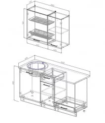 Гарнитур кухонный 1600 Гранж 1600