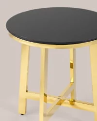 Журнальный стол АЛЬБА 50кс50 Золото (стекло черное) / 50x50