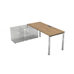 Стол рабочий, прямолинейный три опоры, левый ГЛОСС ЛИНЕ НСТЛ-П.974 Теаквоод / GLOSS LINE Teakwood