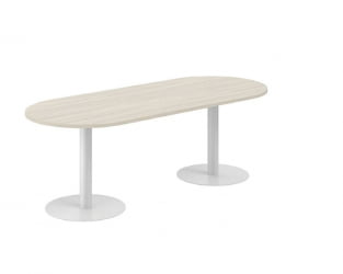 Стол переговорный овальный Сигма СГ.280.ОЛ.ГР Дуб светлый Серебряный металлик / Sigma SG.280.OL.GR