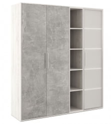 Шкаф высокий 3 створки, с нишей Б-ТОНЕ БТН36152531 Сосна Бетон светлый / B-TONE BTN36152531