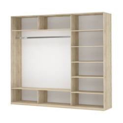 Шкаф-купе трехдверный Прайм 2100 Белое стекло/Зеркало/Белое стекло Дуб сонома