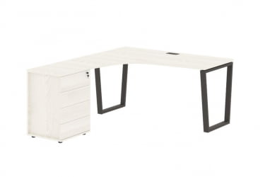 Стол эргономичный с тумбой левый ЕДИС ЕВCЕТ 1518 Л Ясень Траун Мокко / EDIS EVCET L