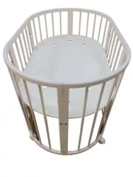 Детская кровать-манеж Меррй Хаппй Мини матовая Белая / Merry Happy Mini