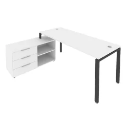 Рабочая станция на П-образном м/к с опорной тумбой левая Метал Сйстем БП.РС-СТС-2.5 Л Белый/Антрацит / Metal System