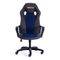 Кресло РАCЕР кож/зам/ткань, металлик/синий, 36/10 / RACER