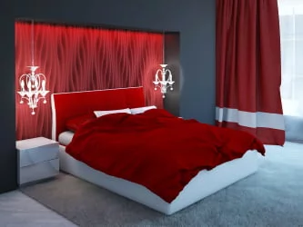 Кровать с мягким изголовьем Красный\Белый