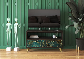 Тумба дизайнерская ТМ-005 АРТ Угольный камень/ВИНИЛ / камень/VINIL