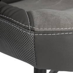 Кресло ИНТЕР (24) кож/зам/флок/ткань, серый/металлик, C-36/29/ТВ-12 / INTER C-36/29/TW-12