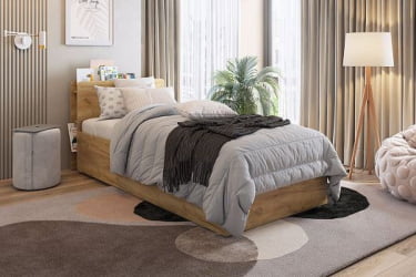 Кровать с основанием Юниор ЗО.СМУ-02 дуб крафт золотой / ZO.SMU-02