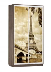 Шкаф-купе с фотопечатью Экспресс Дуо 1200х2200х Париж/Венге / 1200х2200h