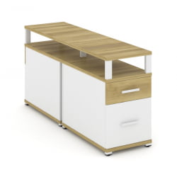 Тумба двухсторонняя опорная приставная с ящиком, распашным фасадом и надставкой CОНCЕПТ CН.ДТГП-002 Б/В Дуб Винченцо Белый бриллиант Белый / CONCEPT CN.DTGP-002 B/W