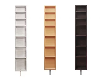 Поворотный шкаф в белом глянцевом стекле Зум Шелф Беленый дуб