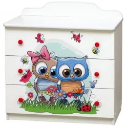 Детский комод №3 с фотопечатью Совята Белый
