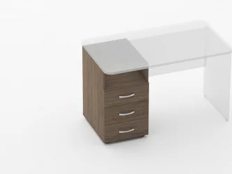 Тумба встраиваемая в стол на 3 ящика с нишей Глассй 3.12.12 Дуб Верцаска / Glassy