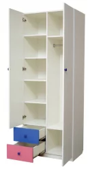 Зеленый шкаф комбинированный с ящиками и фотопечатью Совята 2.1 Белый/Лайм/Синий