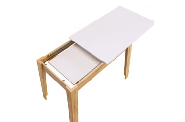 Стол обеденный раздвижной Цезарь белое дерево/дуб крафт золотой