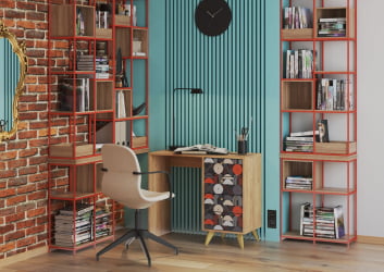 Стол письменный СП-006 дуб крафт золотой/ВИНИЛ / золотой/VINIL