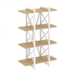 Стеллаж на регулируемых опорах - 4 полки ЛОФТ ВР.Л-МСТ.О-4.4В Металл белый Тиквуд светлый / LOFT VR.L-MST.O-4.4V